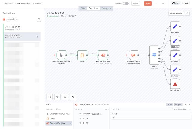 n8n main workflow log n8n main workflow log